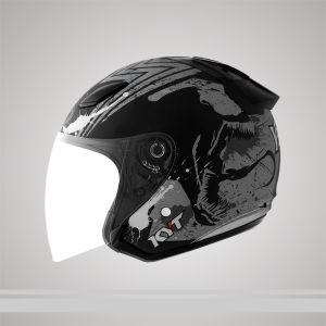 KYT DJ MARU GRAPHIC-VENOM BLACK DOFF/SILVER L