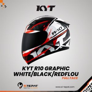KYT R10 GRAPHIC – WHITE/BLACK/REDFLOU L